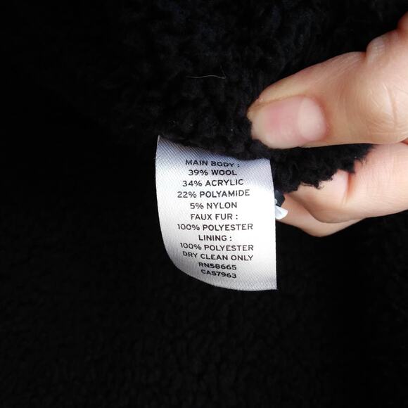 Treasure Bond L Plaid Faux Sherpa Lined Flannel Shacket Jacket Coat Wool Blend - Picture 6 of 12